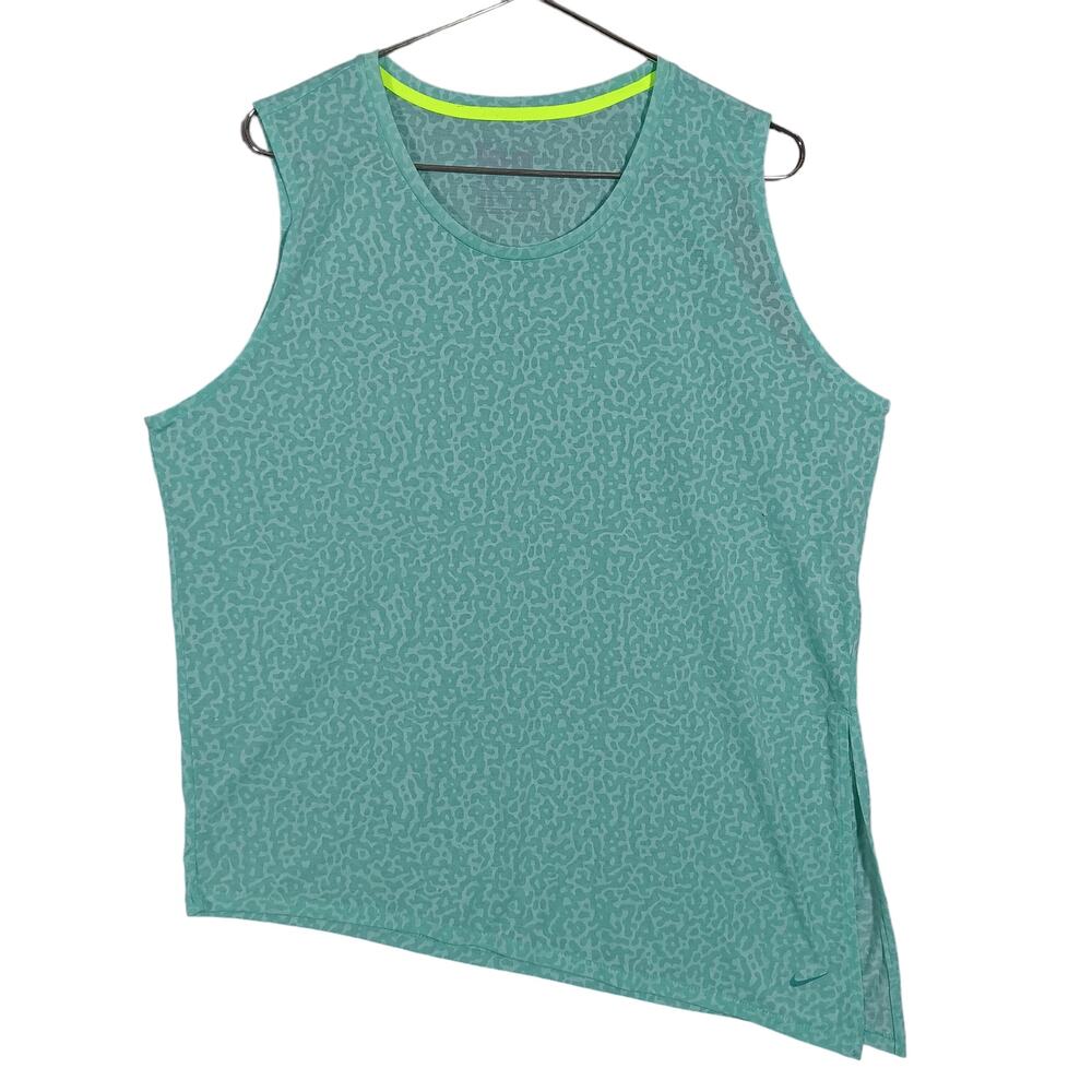 Nike Yoga Asymmetrical Tank Top Size Large / XL Mint Green Sleeveless Acid Wash